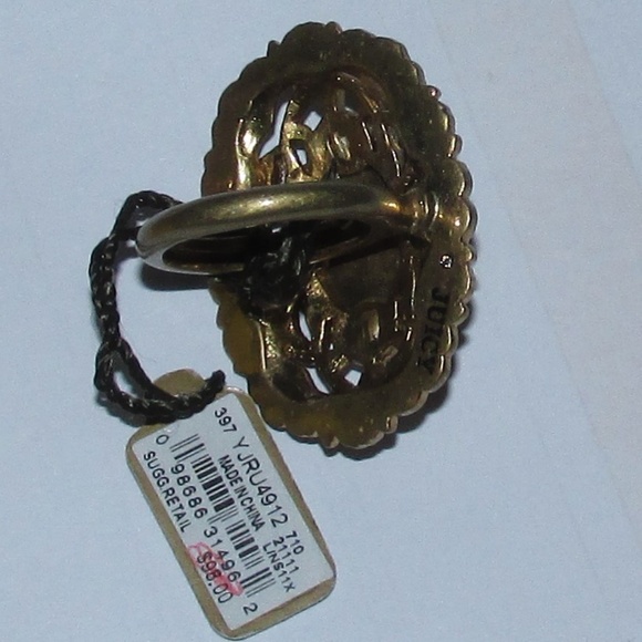 Juicy Couture vintage style cocktail ring NWT Sz 7 - Picture 8 of 8